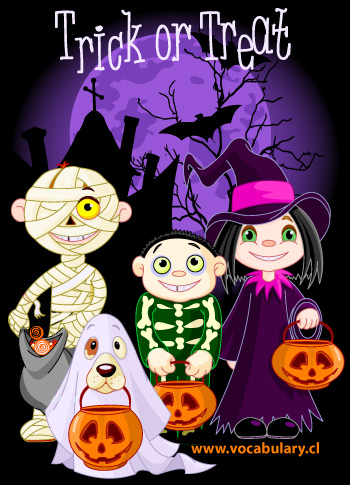 Halloween Trick or Trick Children in Costumes