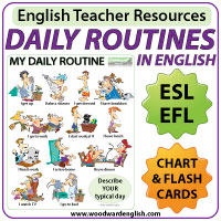 Daily Routines in English Chart / ESL Flash Cards