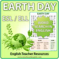 Earth Day Word Search in English