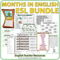 Bundle of ESL Activities about the Months in English