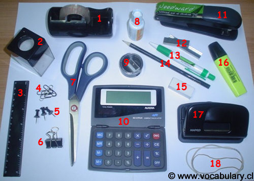 Office Equipment Vocabulary, List of Things in an Office - La Oficina