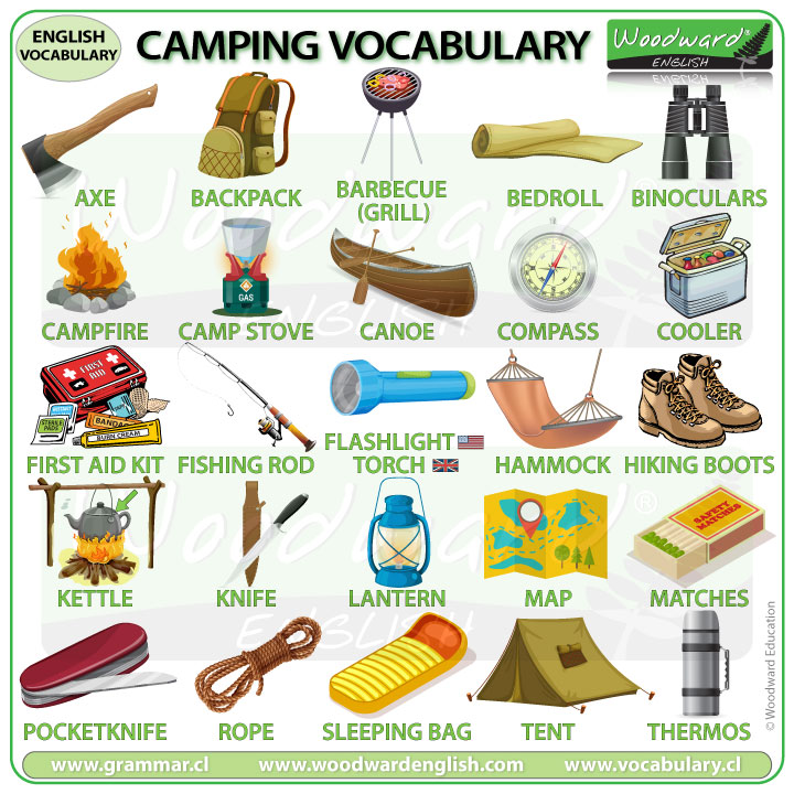 Camping vocabulary in English - Camping words