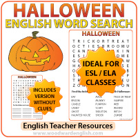 Halloween English Word Search