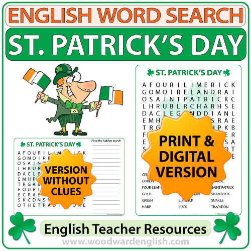 Saint Patrick's Day English Word Search