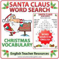 Santa Claus Word Search in English