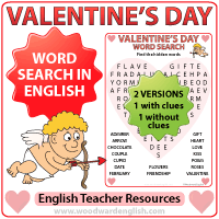 Valentine's Day Word Search in English - English Teacher Resources